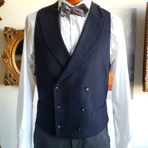 Suit Supply navy blue double breasted waistcoat with peak lapels 36R